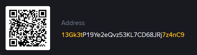 Support with BTC Bitcoin