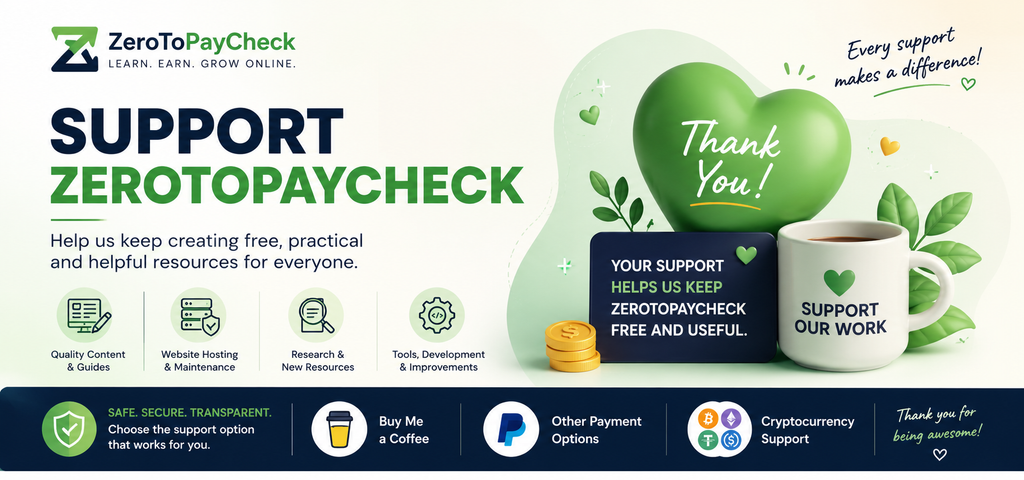 Support ZeroToPayCheck with any amount. Help keep ZeroToPayCheck free!
